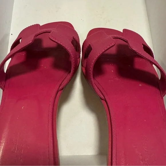 HERMES ORAN SANDALS, PINK POURPRE COLOR, SIZE 37.5 with BOX and DUSTBAGS - Picture 8 of 15